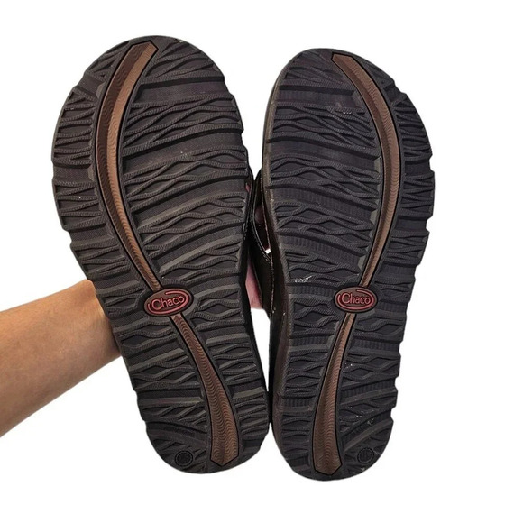Chaco Mens Kirkwood Dark Earth Leather Sandals Size 9 Brown Flip Flops Slip On - Picture 3 of 9